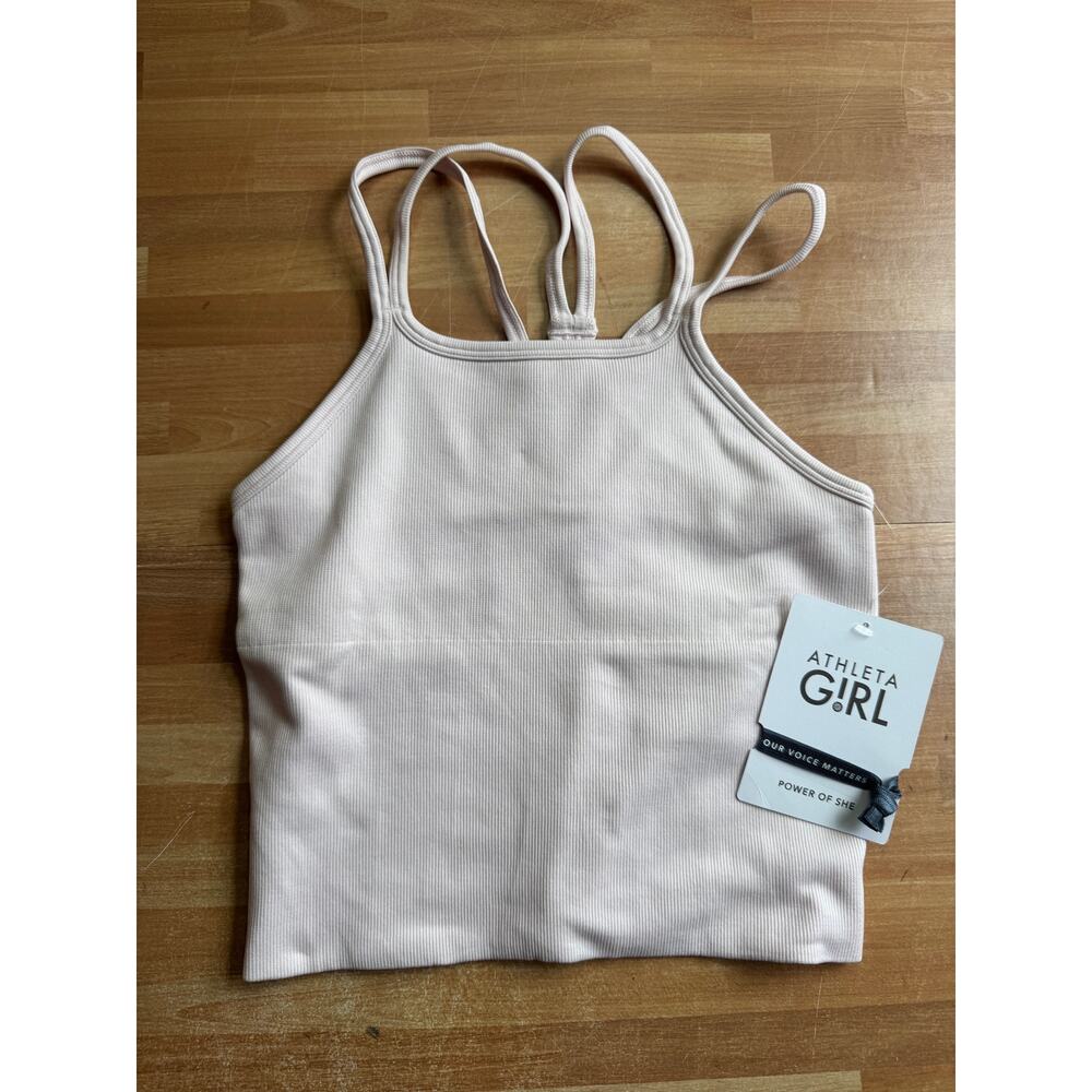 Athletic girl Rise above strapping crop tank, size 12 girls, white, NWT